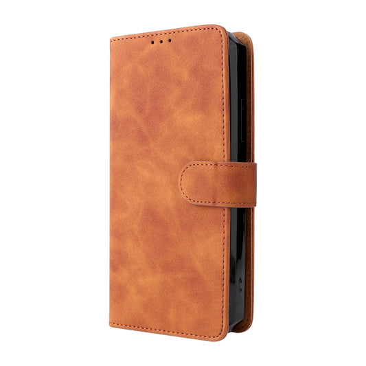 For Oukitel WP15 5G Solid Color Skin Feel Magnetic Buckle Leather Phone Case(Brown) - More Brand by buy2fix | Online Shopping UK | buy2fix