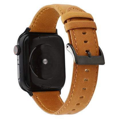 For Apple Watch Series 7 45mm / 6 & SE & 5 & 4 44mm / 3 & 2 & 1 42mm Oil Wax Crazy Horse Texture Genuine Leather Watch Band(Light Brown) by buy2fix