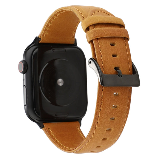 For Apple Watch Series 7 45mm / 6 & SE & 5 & 4 44mm / 3 & 2 & 1 42mm Oil Wax Crazy Horse Texture Genuine Leather Watch Band(Light Brown) by buy2fix