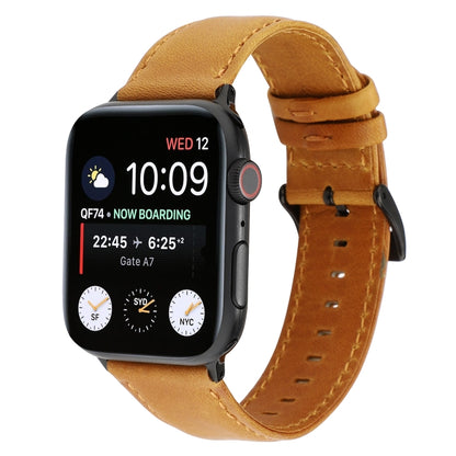 For Apple Watch Series 7 45mm / 6 & SE & 5 & 4 44mm / 3 & 2 & 1 42mm Oil Wax Crazy Horse Texture Genuine Leather Watch Band(Light Brown) by buy2fix