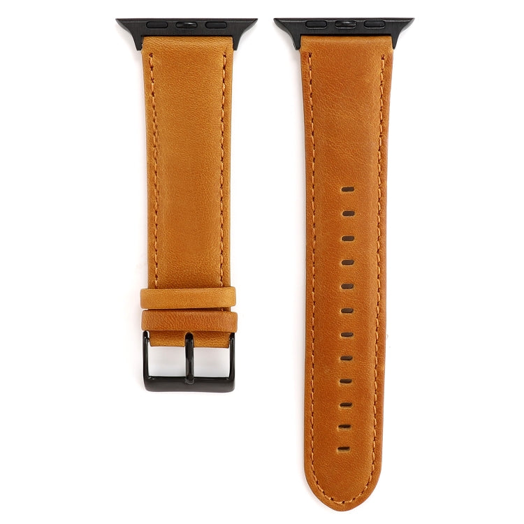 For Apple Watch Series 7 45mm / 6 & SE & 5 & 4 44mm / 3 & 2 & 1 42mm Oil Wax Crazy Horse Texture Genuine Leather Watch Band(Light Brown) by buy2fix