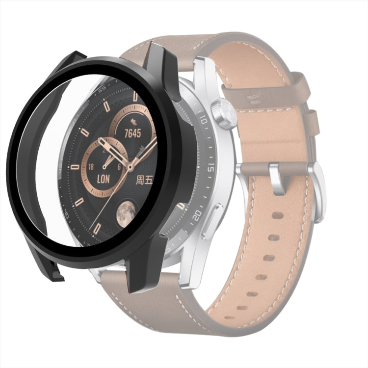 For Huawei Watch GT 3 42mm PC + Tempered Glass Watch Protective Case(Black) by buy2fix