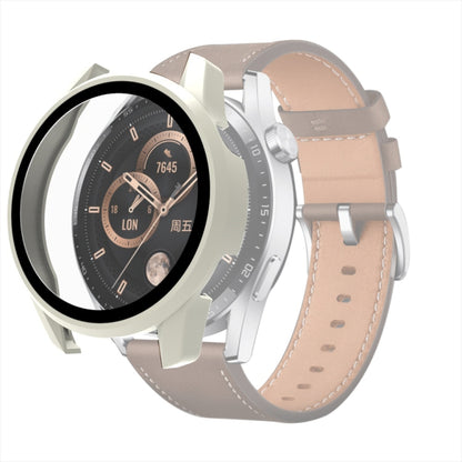 For Huawei Watch GT 3 42mm PC + Tempered Glass Watch Protective Case(Creamy-white) by buy2fix