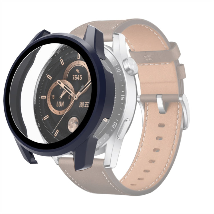 For Huawei Watch GT 3 42mm PC + Tempered Glass Watch Protective Case(Dark Blue) by buy2fix