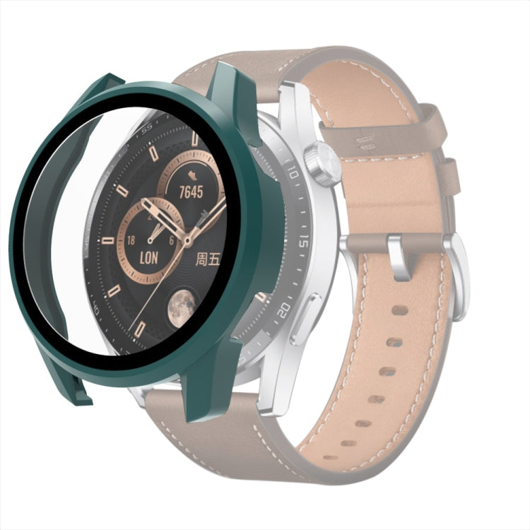 For Huawei Watch GT 3 46mm PC + Tempered Glass Watch Protective Case(Olive Green) by buy2fix