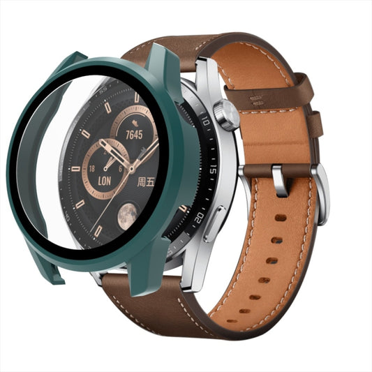For Huawei Watch GT 3 46mm PC + Tempered Glass Watch Protective Case(Olive Green) by buy2fix