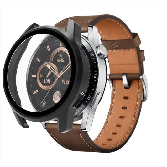 For Huawei Watch GT 3 46mm PC + Tempered Glass Watch Protective Case(Black) by buy2fix