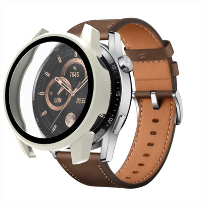 For Huawei Watch GT 3 46mm PC + Tempered Glass Watch Protective Case(Creamy-white) by buy2fix