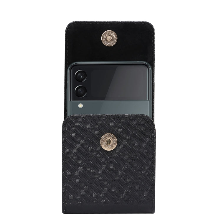 For Samsung Galaxy Z Flip3 5G Checkered Texture Waist Hanging Phone Case(Black) by buy2fix