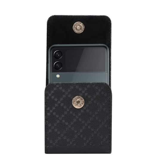 For Samsung Galaxy Z Flip3 5G Checkered Texture Waist Hanging Phone Case(Black) by buy2fix
