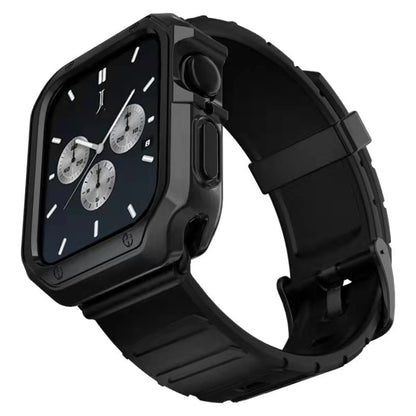 Silicone Watch Band + Watch Case Set For Apple Watch Series 7 45mm(Black) - Watch Cases by buy2fix | Online Shopping UK | buy2fix
