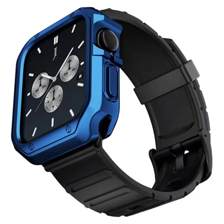 Silicone Watch Band + Watch Case Set For Apple Watch Series 9 / 8 / 7 45mm(Black Blue) by buy2fix