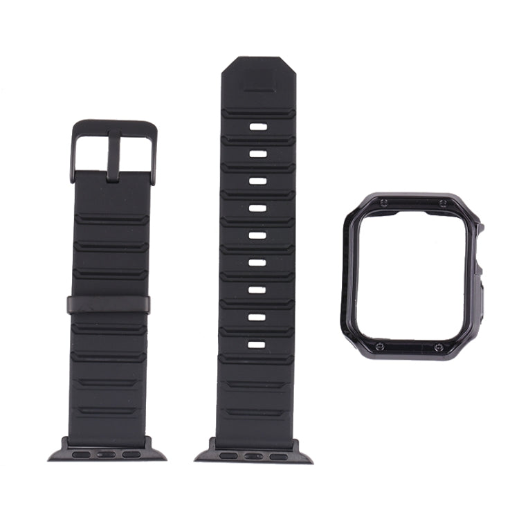 Silicone Watch Band + Watch Case Set For Apple Watch Series 7 45mm(Black Red) - Watch Cases by buy2fix | Online Shopping UK | buy2fix
