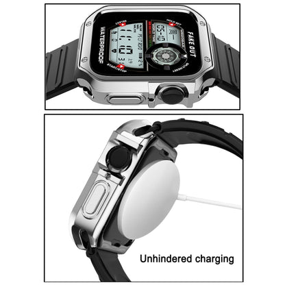 Silicone Watch Band + Watch Case Set For Apple Watch Series 9 / 8 / 7 45mm(Black Blue) by buy2fix