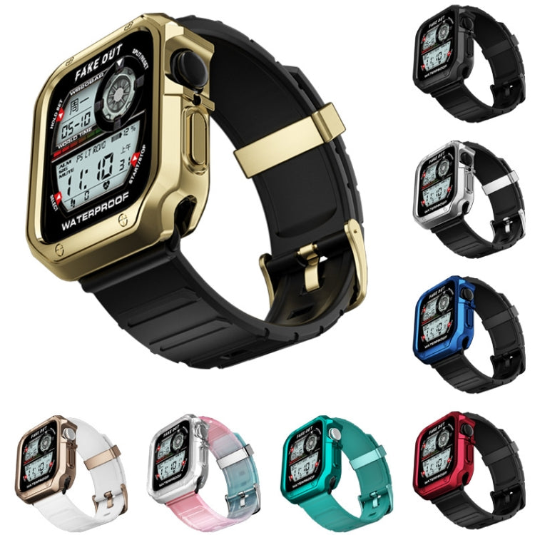 Silicone Watch Band + Watch Case Set For Apple Watch Series 7 45mm(Black Red) - Watch Cases by buy2fix | Online Shopping UK | buy2fix