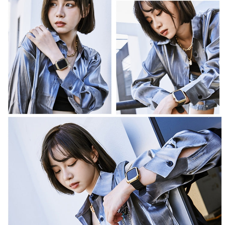 Silicone Watch Band + Watch Case Set For Apple Watch Series 9 / 8 / 7 45mm(Pink Green Silver) by buy2fix