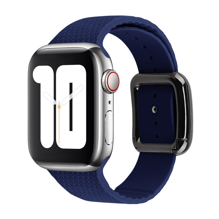 Black Buckle Silicone Watch Band For Apple Watch Ultra 49mm&Watch Ultra 2 49mm / Series 9&8&7 45mm / SE 3&SE 2&6&SE&5&4 44mm / 3&2&1 42mm(Midnight Blue) - Watch Bands by buy2fix | Online Shopping UK | buy2fix