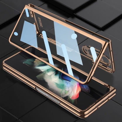 For Samsung Galaxy Z Fold3 5G GKK Integrated Electroplating + Glass Phone Case with Pen Slot(Black) - Galaxy Phone Cases by GKK | Online Shopping UK | buy2fix