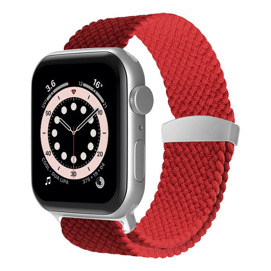 Nylon Braid Watch Band For Apple Watch Series 9&8&7 41mm / SE 3&SE 2&6&SE&5&4 40mm / 3&2&1 38mm(Red) by buy2fix