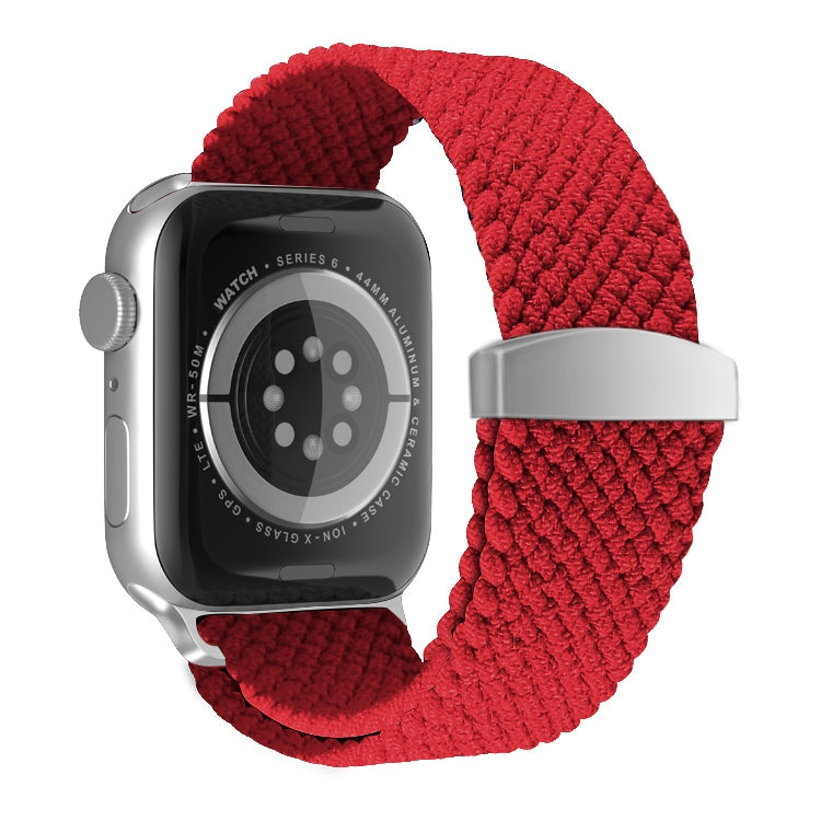 Nylon Braid Watch Band For Apple Watch Series 9&8&7 41mm / SE 3&SE 2&6&SE&5&4 40mm / 3&2&1 38mm(Red) by buy2fix