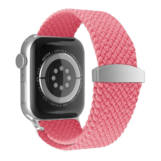Nylon Braid Watch Band For Apple Watch Series 9&8&7 41mm / SE 3&SE 2&6&SE&5&4 40mm / 3&2&1 38mm(Pink) by buy2fix