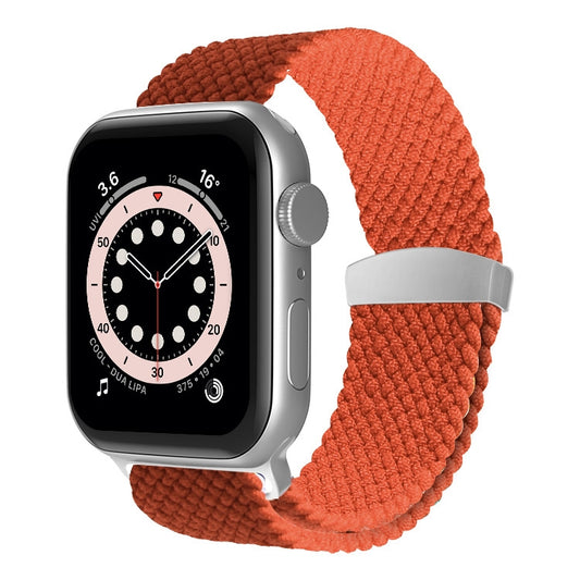 Nylon Braid Watch Band For Apple Watch Series 9&8&7 41mm / SE 3&SE 2&6&SE&5&4 40mm / 3&2&1 38mm(Bright Orange) by buy2fix