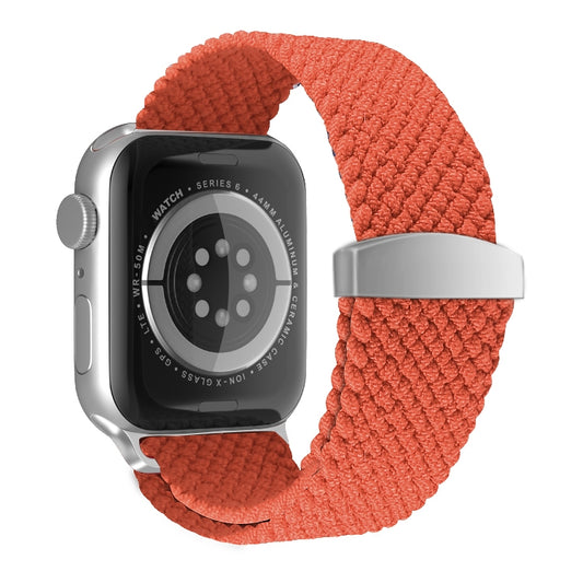 Nylon Braid Watch Band For Apple Watch Series 9&8&7 41mm / SE 3&SE 2&6&SE&5&4 40mm / 3&2&1 38mm(Bright Orange) by buy2fix
