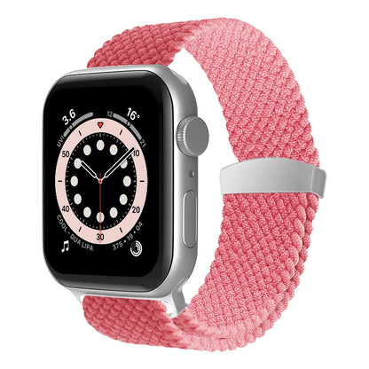 Nylon Braid Watch Band For Apple Watch Ultra 49mm&Watch Ultra 2 49mm / Series 9&8&7 45mm / SE 3&SE 2&6&SE&5&4 44mm / 3&2&1 42mm(Pink) by buy2fix