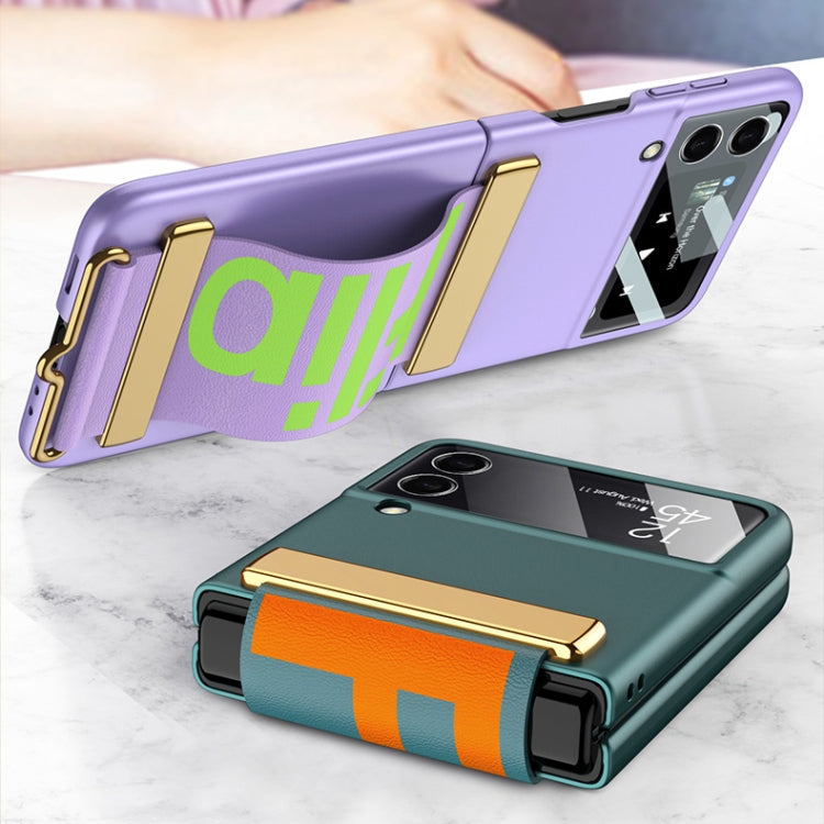 For Samsung Galaxy Z Flip3 5G GKK Ultra-thin Full Coverage Phone Flip Case with Wristband(Green) - Galaxy Phone Cases by GKK | Online Shopping UK | buy2fix