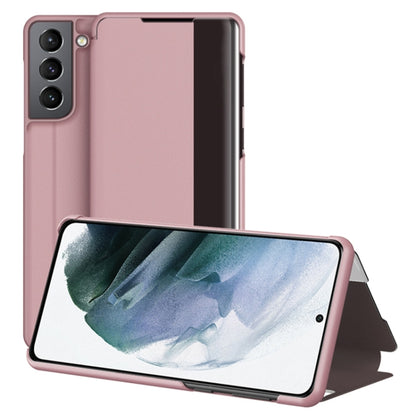For Samsung Galaxy S22+ 5G Window View Leather Phone Case(Rose Gold) - Galaxy S22+ 5G Cases by buy2fix | Online Shopping UK | buy2fix