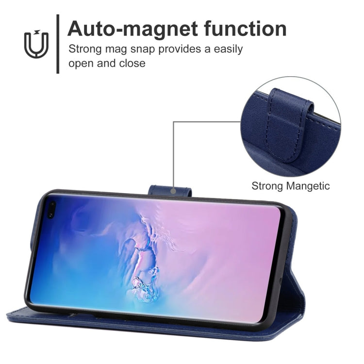 For Samsung Galaxy S10 Plus Leather Phone Case(Blue) by buy2fix