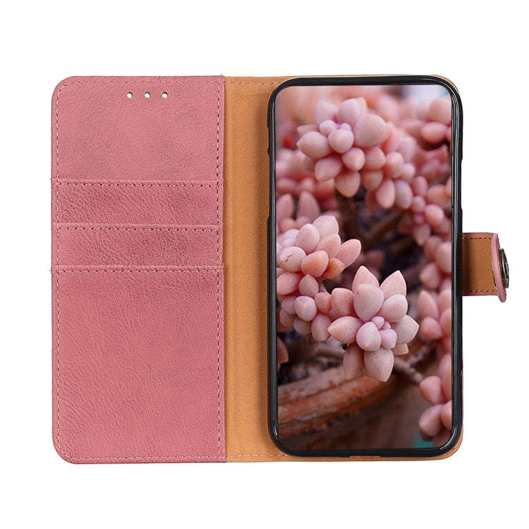 For Samsung Galaxy A73 5G KHAZNEH Cowhide Texture Horizontal Flip Leather Phone Case(Pink) by buy2fix