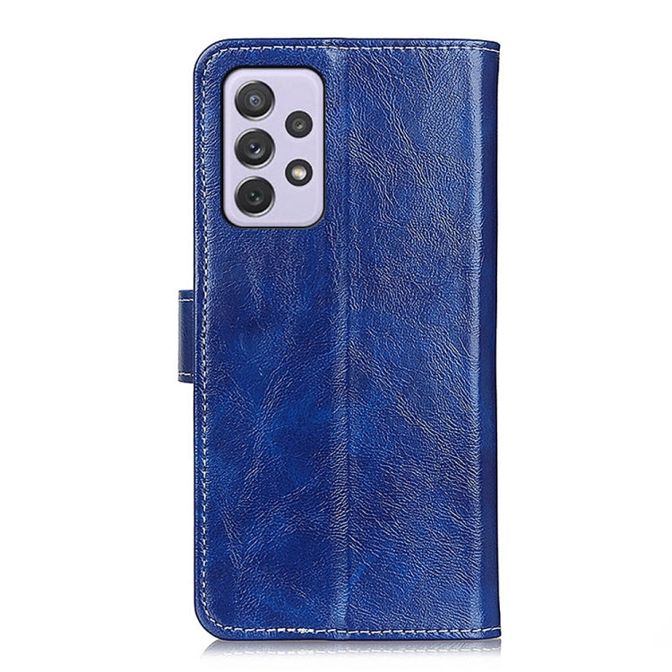 For Samsung Galaxy A73 5G Retro Crazy Horse Texture Horizontal Flip Leather Phone Case(Blue) by buy2fix