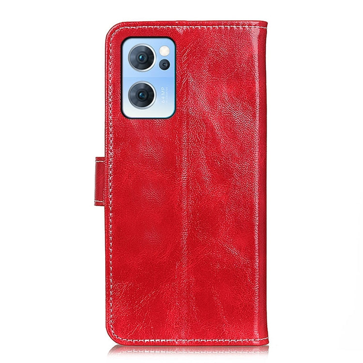 For OPPO Reno7 5G Retro Crazy Horse Texture Horizontal Flip Leather Phone Case(Red) by buy2fix
