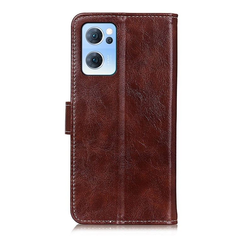 For OPPO Reno7 5G Retro Crazy Horse Texture Horizontal Flip Leather Phone Case(Brown) by buy2fix