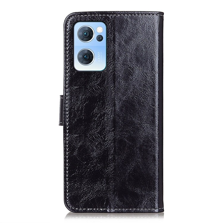 For OPPO Reno7 5G Retro Crazy Horse Texture Horizontal Flip Leather Phone Case(Black) by buy2fix
