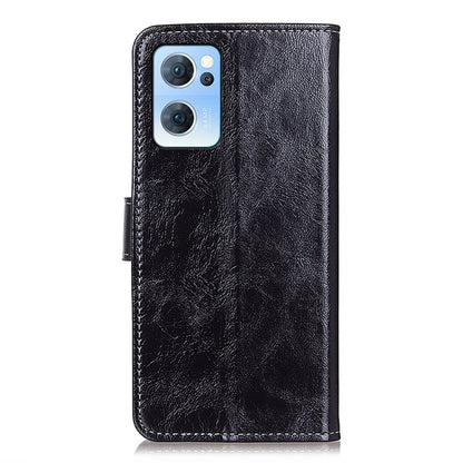 For OPPO Reno7 5G Retro Crazy Horse Texture Horizontal Flip Leather Phone Case(Black) by buy2fix