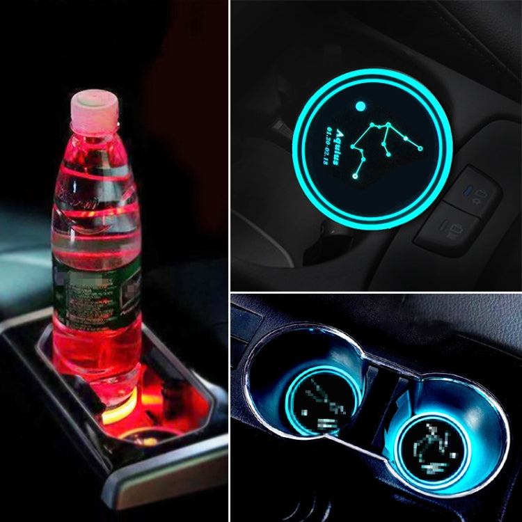 2 PCS Car Constellation Series AcrylicColorful USB Charger Water Cup Groove LED Atmosphere Light(Aquarius) by buy2fix