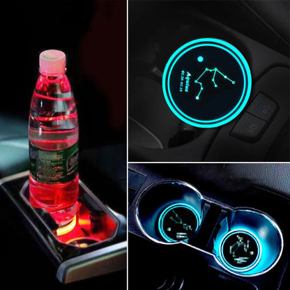 2 PCS Car Constellation Series AcrylicColorful USB Charger Water Cup Groove LED Atmosphere Light(Aquarius) by buy2fix