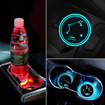 2 PCS Car Constellation Series AcrylicColorful USB Charger Water Cup Groove LED Atmosphere Light(Aries) by buy2fix