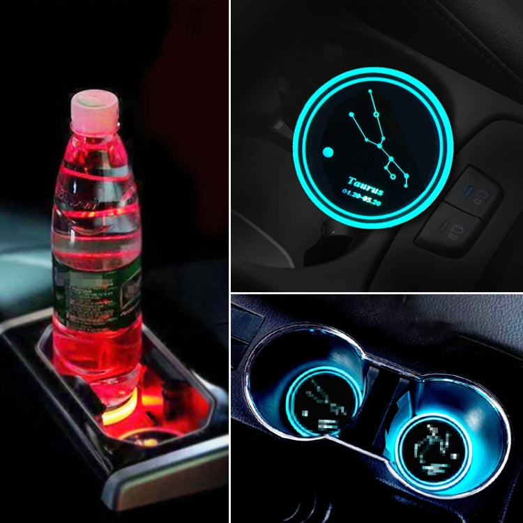 2 PCS Car Constellation Series AcrylicColorful USB Charger Water Cup Groove LED Atmosphere Light(Taurus) by buy2fix