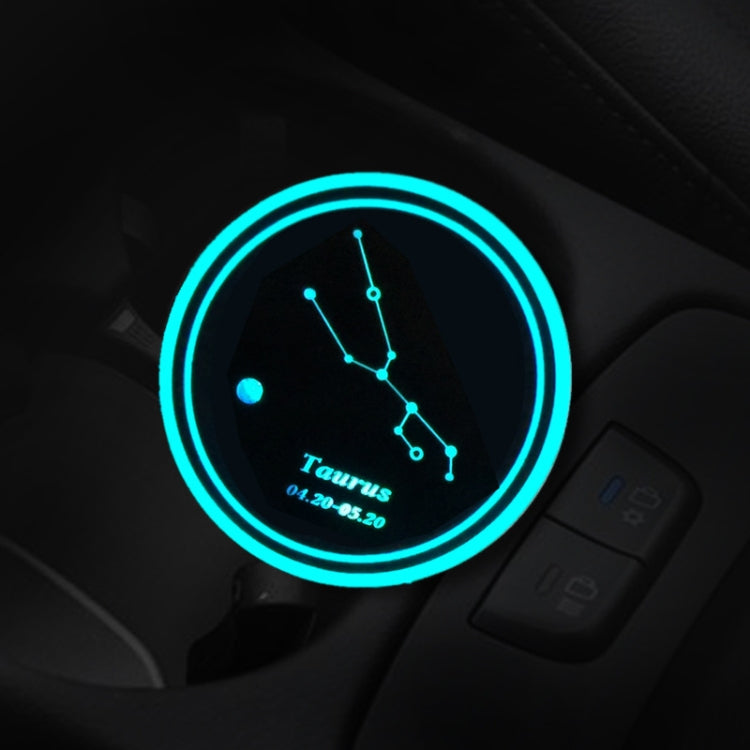 2 PCS Car Constellation Series AcrylicColorful USB Charger Water Cup Groove LED Atmosphere Light(Taurus) by buy2fix