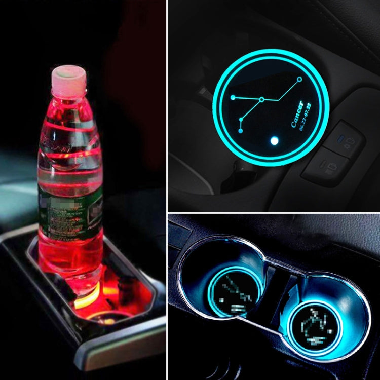 2 PCS Car Constellation Series AcrylicColorful USB Charger Water Cup Groove LED Atmosphere Light(Cancer) by buy2fix
