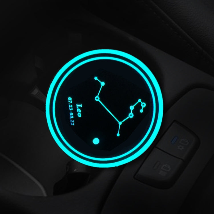 2 PCS Car Constellation Series AcrylicColorful USB Charger Water Cup Groove LED Atmosphere Light(Leo) by buy2fix