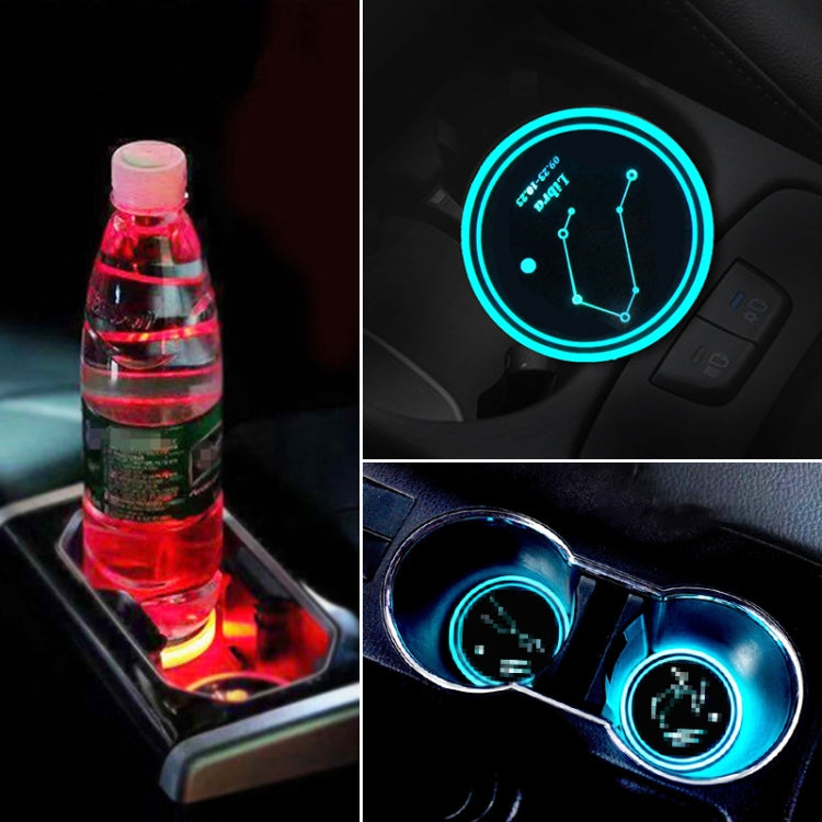 2 PCS Car Constellation Series AcrylicColorful USB Charger Water Cup Groove LED Atmosphere Light(Libra) by buy2fix