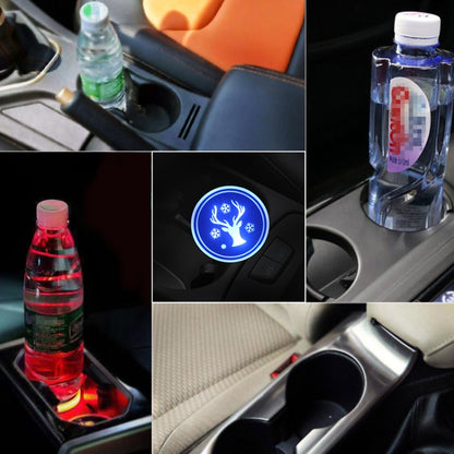 Car AcrylicColorful USB Charger Water Cup Groove LED Atmosphere Light(Christmas Deer) by buy2fix
