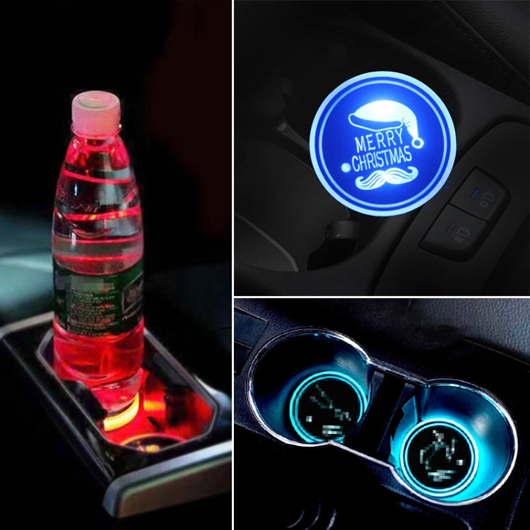 Car AcrylicColorful USB Charger Water Cup Groove LED Atmosphere Light(Christmas Hat) by buy2fix