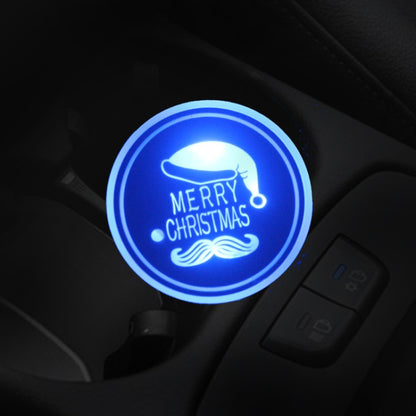 Car AcrylicColorful USB Charger Water Cup Groove LED Atmosphere Light(Christmas Hat) by buy2fix