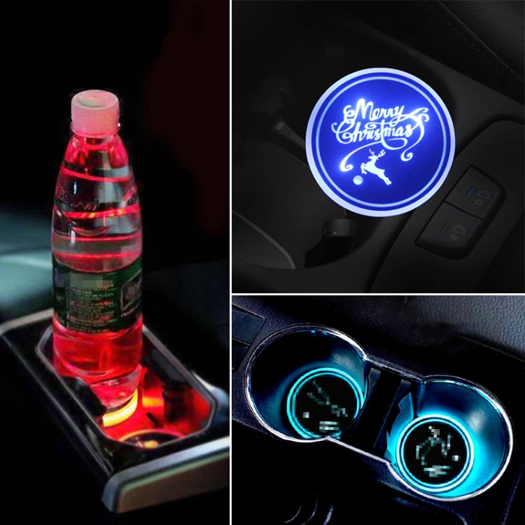 Car AcrylicColorful USB Charger Water Cup Groove LED Atmosphere Light(English Deer) by buy2fix