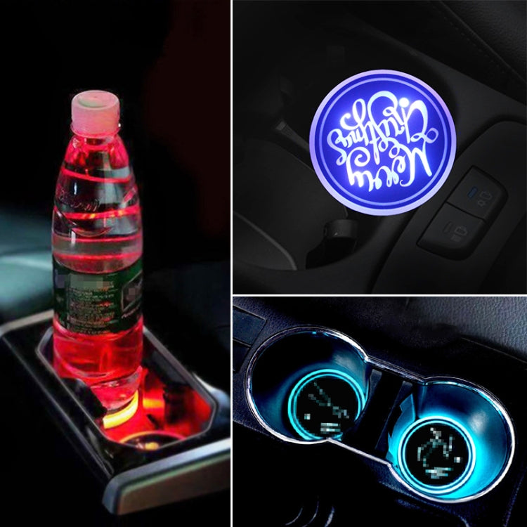 Car AcrylicColorful USB Charger Water Cup Groove LED Atmosphere Light(English Christmas) by buy2fix